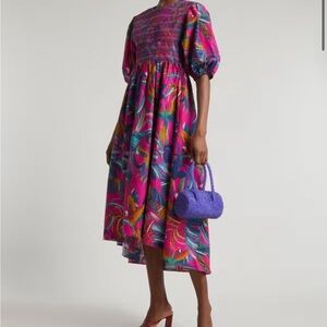 Farm Rio- Rainbow Macaw Midi Dress - NWT!